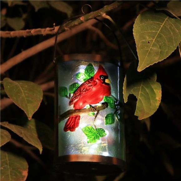 Hanging Solar Lantern Outdoor Decorative Waterproof LED Solar Cardinal Lights - Picture 5 of 7